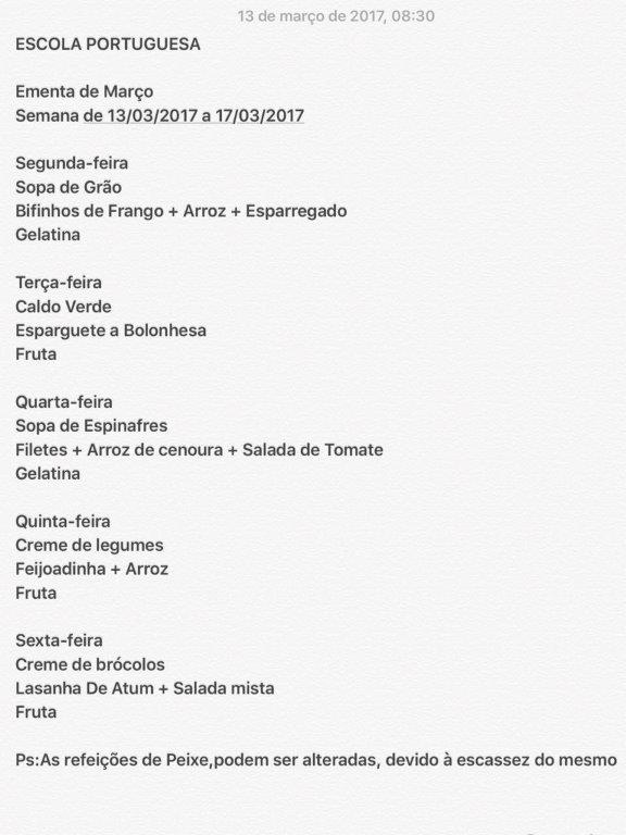 EMENTA DE 13 DE MARÇO A 17 DE MARÇO